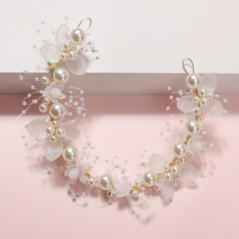 Faux Pearl Flower Headband Hair Accessory for Women