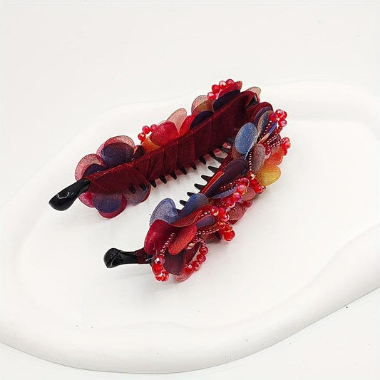 Rhinestone Flower Hair Claw Clip for Women Girls