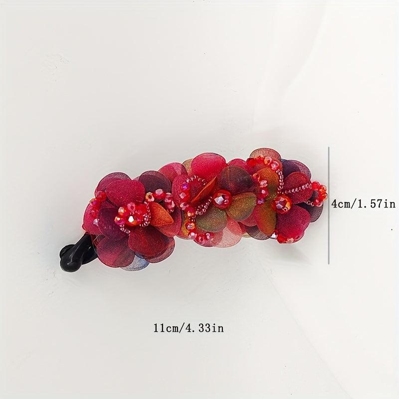 Rhinestone Flower Hair Claw Clip for Women Girls
