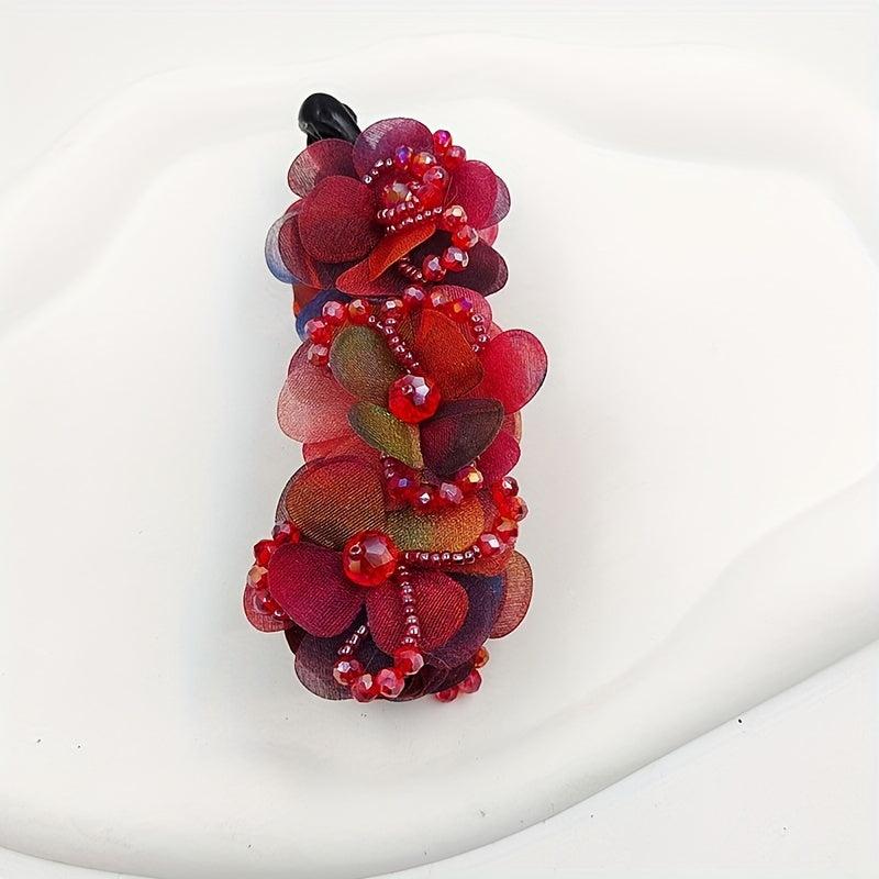 Rhinestone Flower Hair Claw Clip for Women Girls