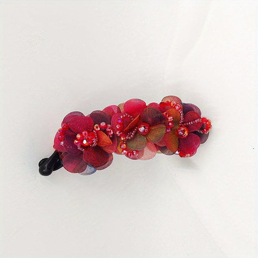 Rhinestone Flower Hair Claw Clip for Women Girls