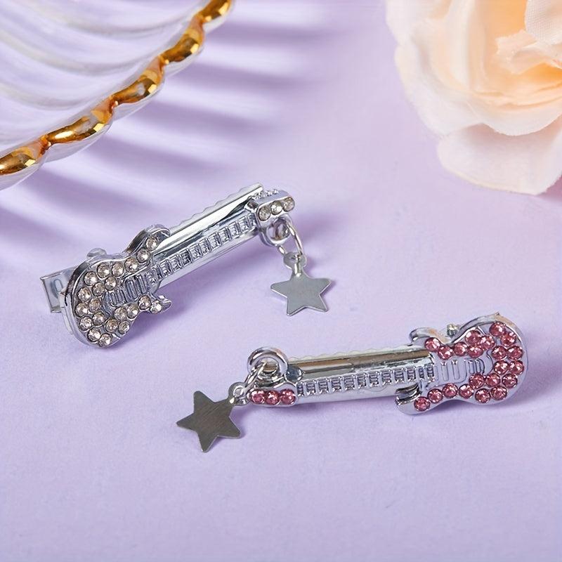 Y2K Guitar Hair Clip Star Tassel Duck Bill Clip