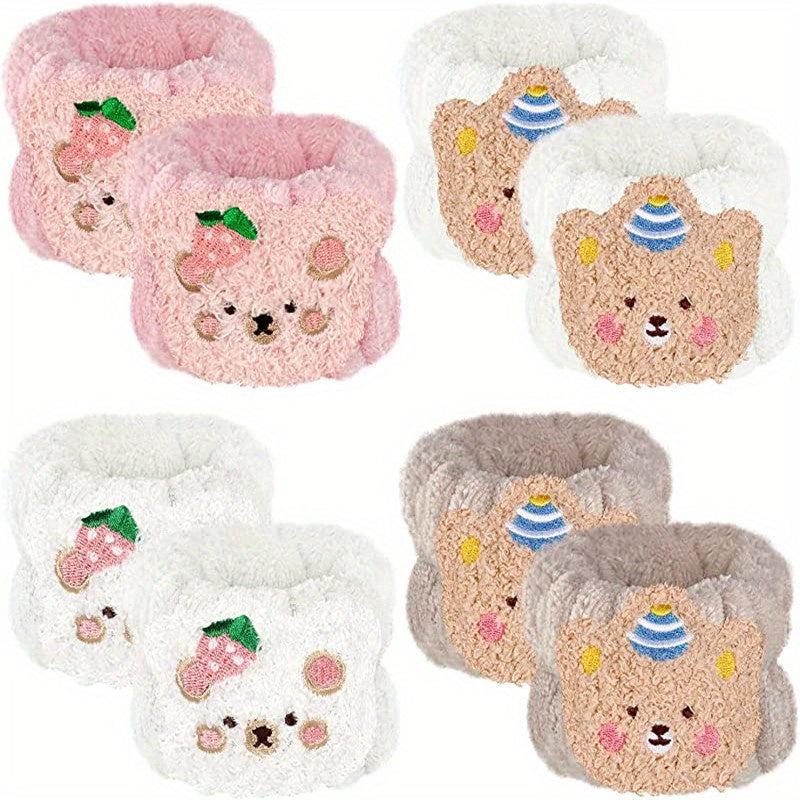 8 Pcs Cartoon Wrist Wash Towels Face Spa Wristbands