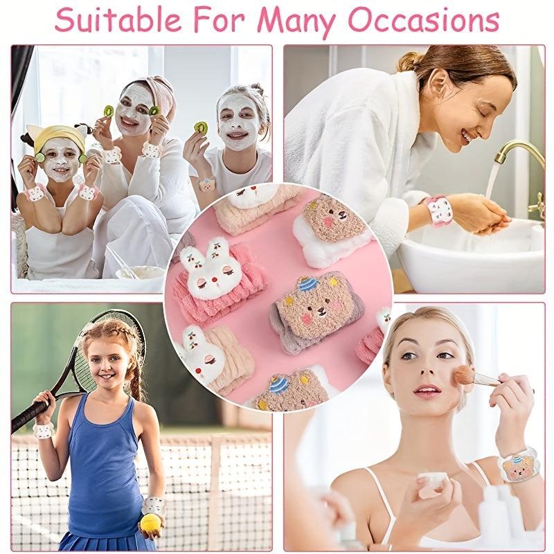 8 Pcs Cartoon Wrist Wash Towels Face Spa Wristbands