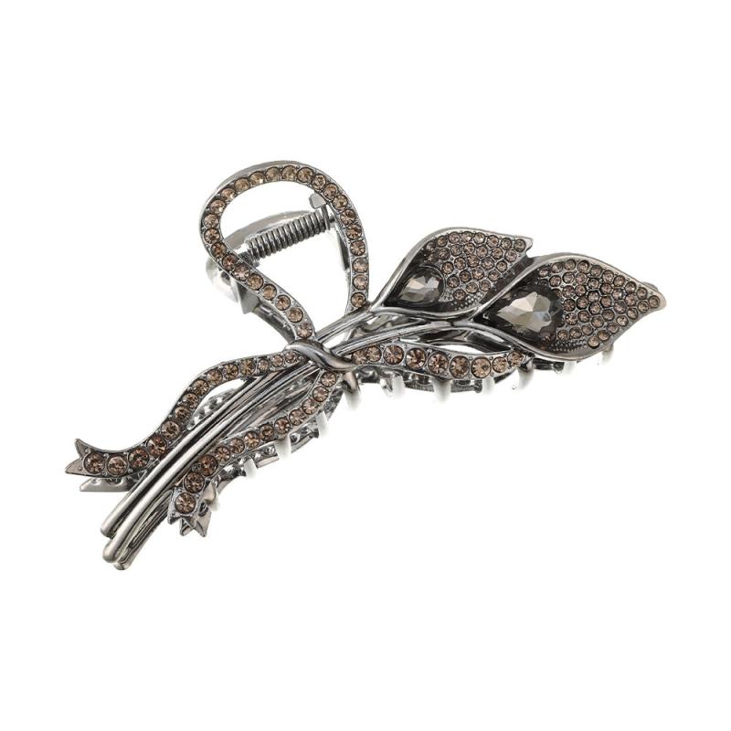 Rhinestone Flower Hair Claw Alloy Shark Claw Back Head Hair Clip