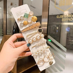 8pcs Faux Pearl Hair Clip Set Duck Billed Bobby Pins Hair Accessories
