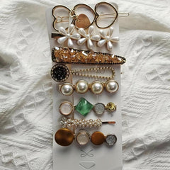 8pcs Faux Pearl Hair Clip Set Duck Billed Bobby Pins Hair Accessories