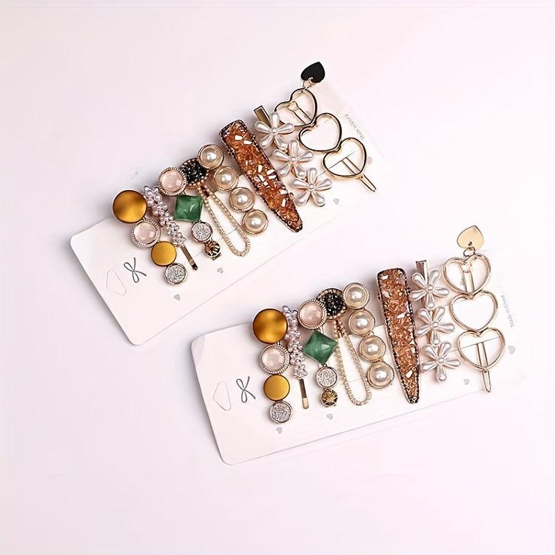 8pcs Faux Pearl Hair Clip Set Duck Billed Bobby Pins Hair Accessories