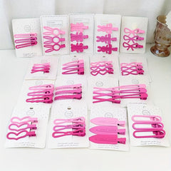 3pcs Pink Hair Clip Hollow Alloy Clip Rabbit Bow Duck Billed Clip