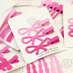 3pcs Pink Hair Clip Hollow Alloy Clip Rabbit Bow Duck Billed Clip