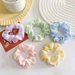 10pcs Checkered & Polka Dot Scrunchies Hair Tie Ponytail Holder