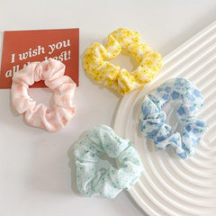 10pcs Checkered & Polka Dot Scrunchies Hair Tie Ponytail Holder