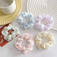 10pcs Checkered & Polka Dot Scrunchies Hair Tie Ponytail Holder