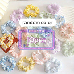 10pcs Checkered & Polka Dot Scrunchies Hair Tie Ponytail Holder