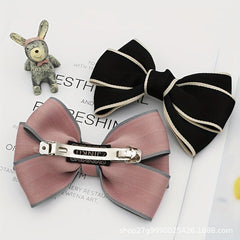Fabric Bowknot Hair Clip Non slip French Barrette Side Clip Hair Accessories