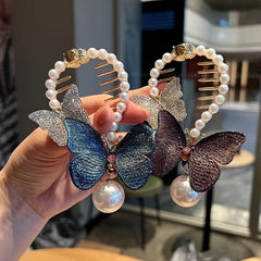 Vintage Rhinestone Butterfly Hair Claw Clip