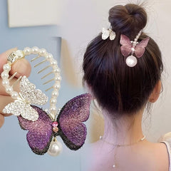 Vintage Rhinestone Butterfly Hair Claw Clip