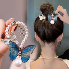 Vintage Rhinestone Butterfly Hair Claw Clip