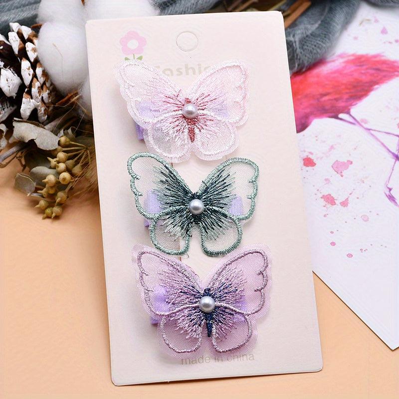 3pcs Butterfly Hair Clip Barrette Non Crease Hair Slides Clip
