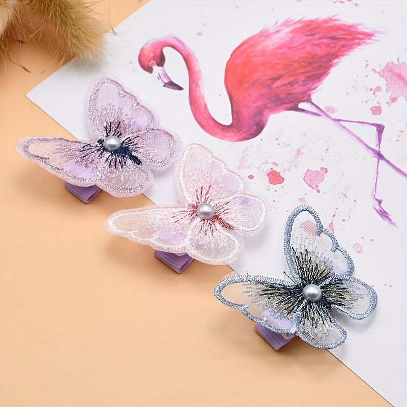 3pcs Butterfly Hair Clip Barrette Non Crease Hair Slides Clip