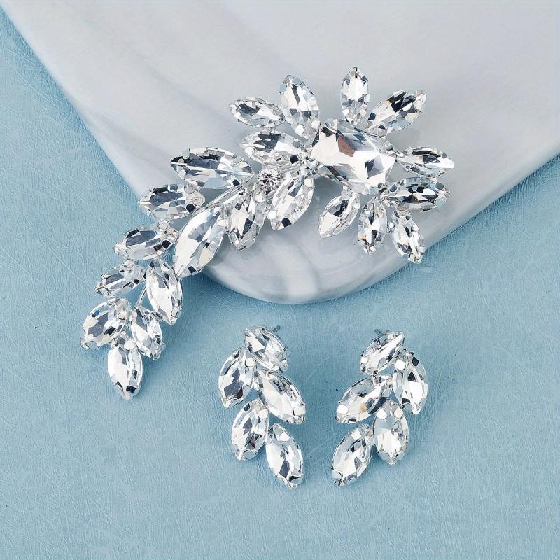 Rhinestone Flower Hair Clip Set for Girls Women