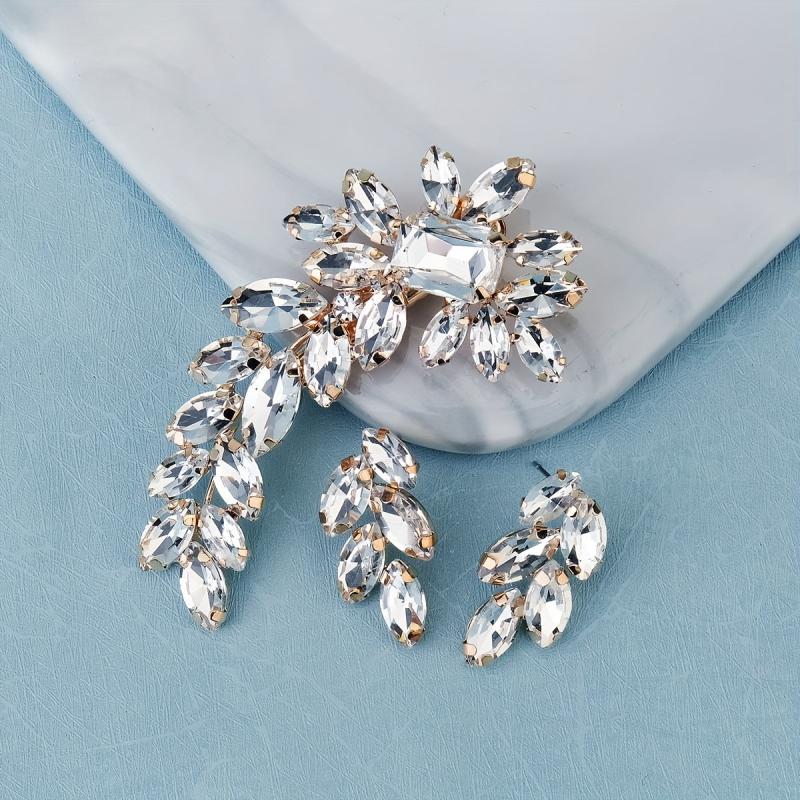 Rhinestone Flower Hair Clip Set for Girls Women