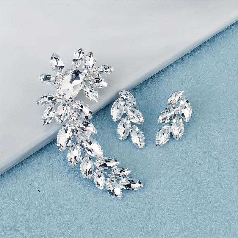 Rhinestone Flower Hair Clip Set for Girls Women