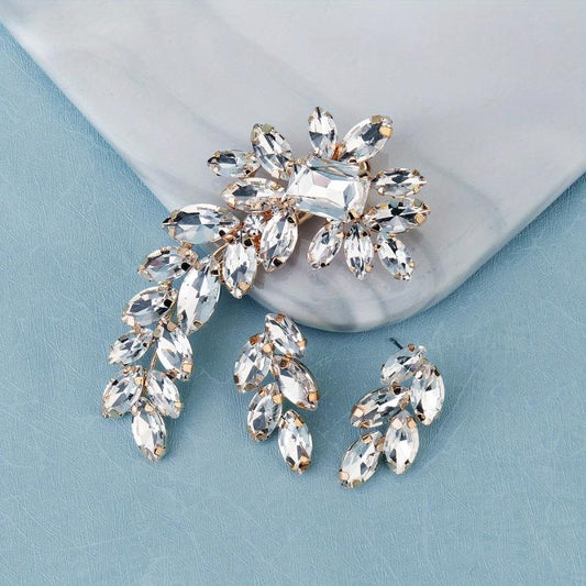 Rhinestone Flower Hair Clip Set for Girls Women