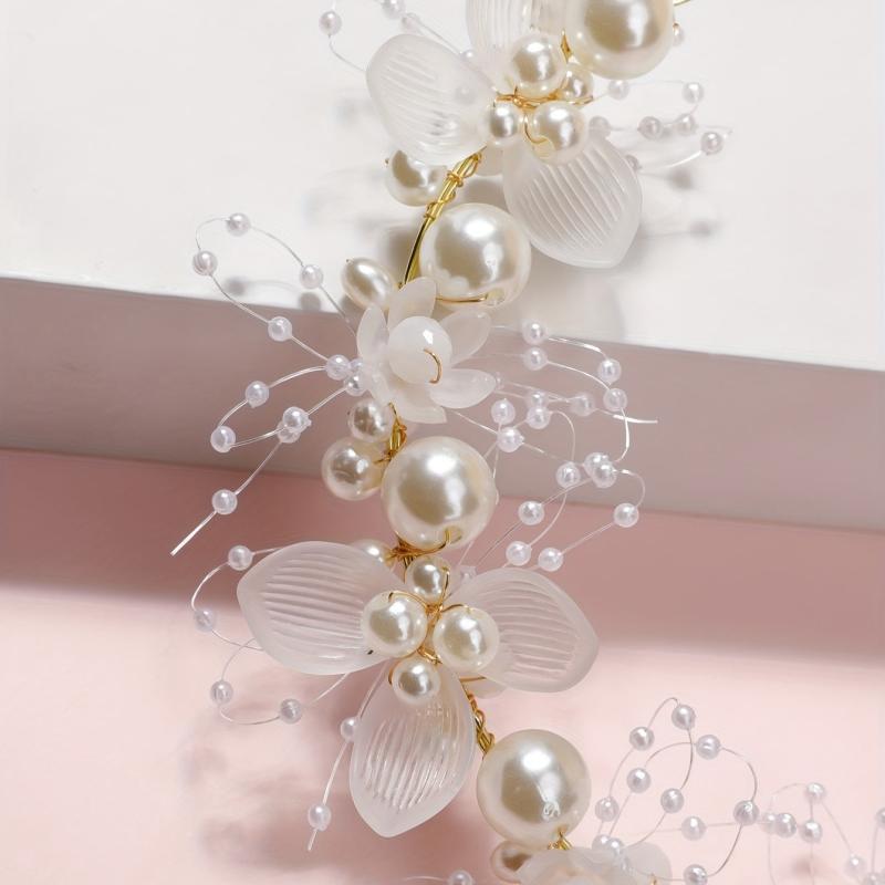 Faux Pearl Flower Headband Wreath Hair Band Hair Accessories For Women