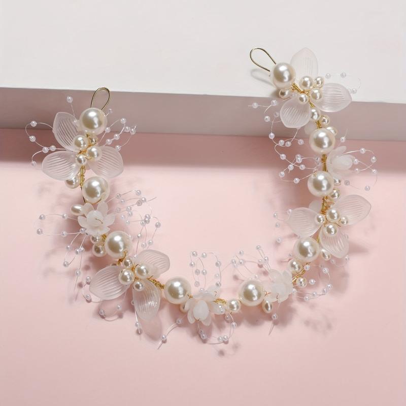 Faux Pearl Flower Headband Wreath Hair Band Hair Accessories For Women