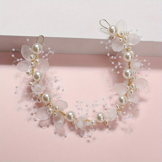 Faux Pearl Flower Headband Wreath Hair Band Hair Accessories For Women