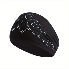 Rhinestone Headband Bandana For Women Wide Elastic Headwear