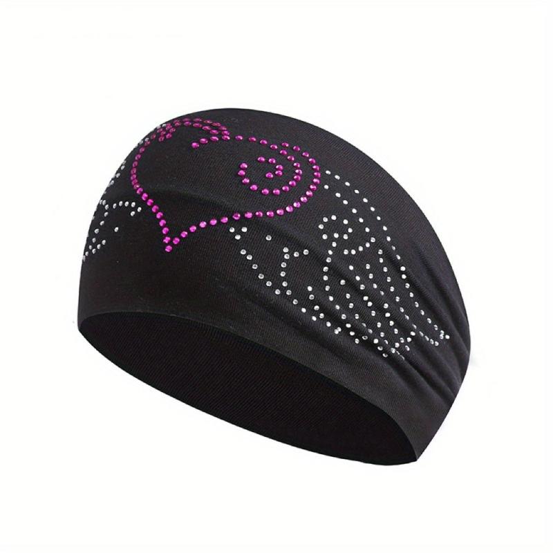 Rhinestone Headband Bandana For Women Wide Elastic Headwear