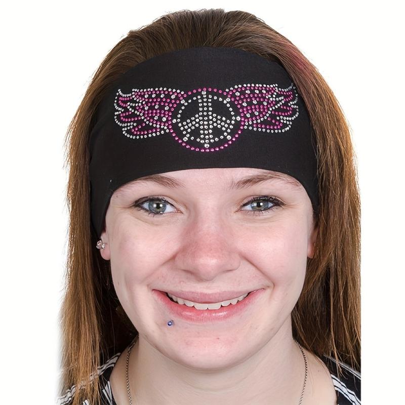 Rhinestone Headband Bandana For Women Wide Elastic Headwear