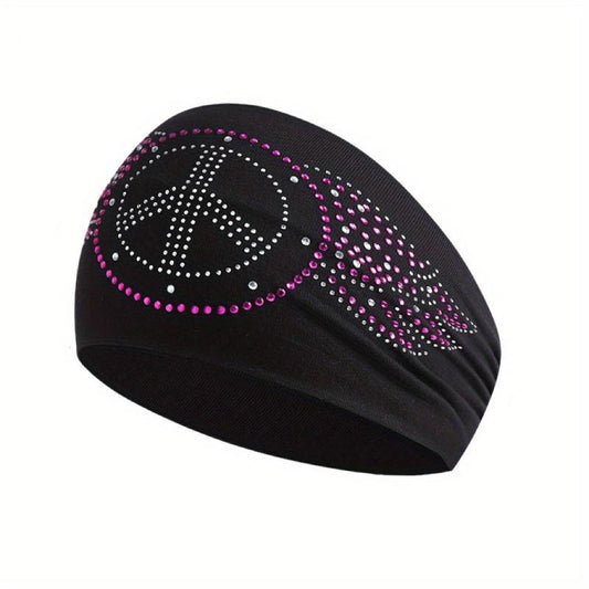 Rhinestone Headband Bandana For Women Wide Elastic Headwear