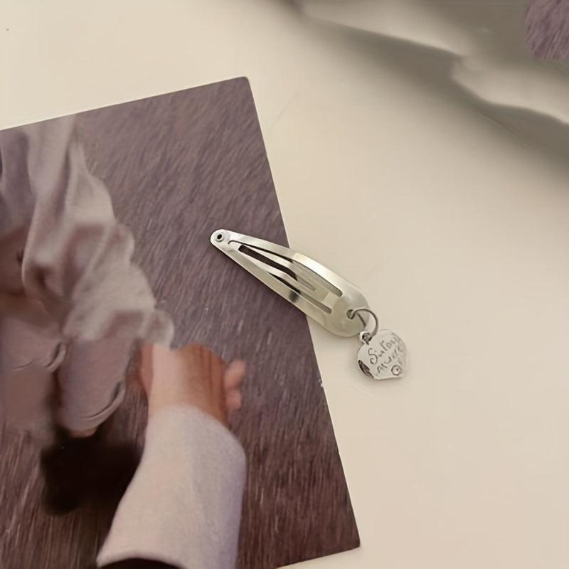 6pcs Silvery Hair Clip With Pendant Snap Clip Side Clip Bangs Clip