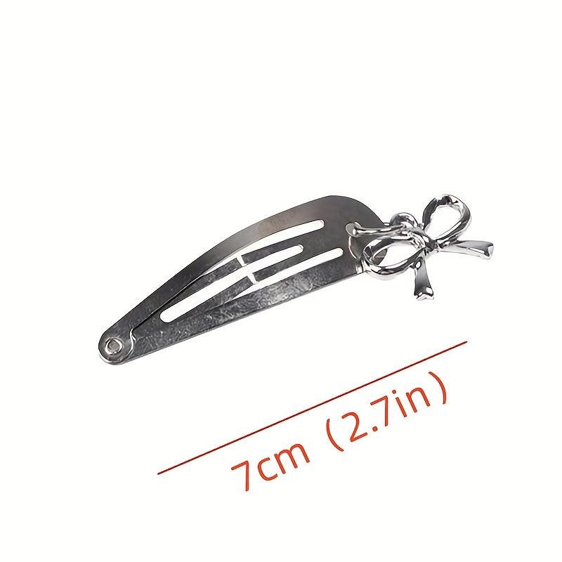 6pcs Silvery Hair Clip With Pendant Snap Clip Side Clip Bangs Clip
