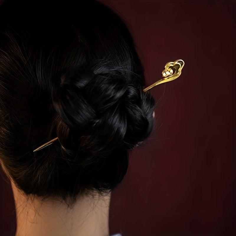 Auspicious Cloud Hairpin Retro Metal Hair Clips Bun Maker Non Slip Decoration