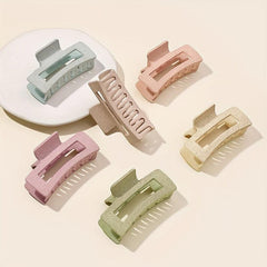 6pcs Frosted Hollow Rectangle Hair Claw Acrylic Shark Claw Hair Accessories