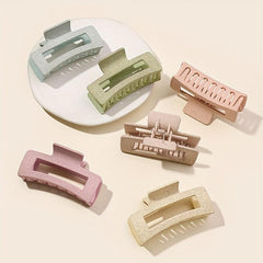 6pcs Frosted Hollow Rectangle Hair Claw Acrylic Shark Claw Hair Accessories