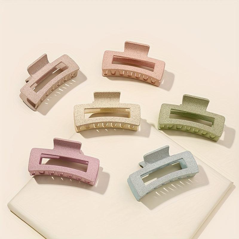 6pcs Frosted Hollow Rectangle Hair Claw Acrylic Shark Claw Hair Accessories