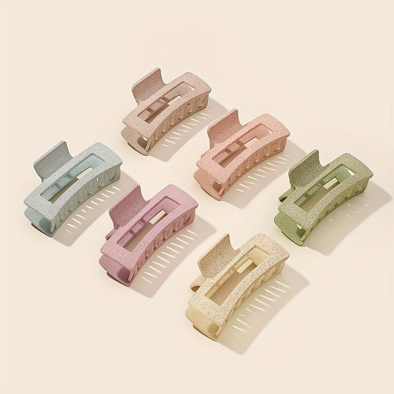 6pcs Frosted Hollow Rectangle Hair Claw Acrylic Shark Claw Hair Accessories