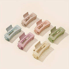 6pcs Frosted Hollow Rectangle Hair Claw Acrylic Shark Claw Hair Accessories