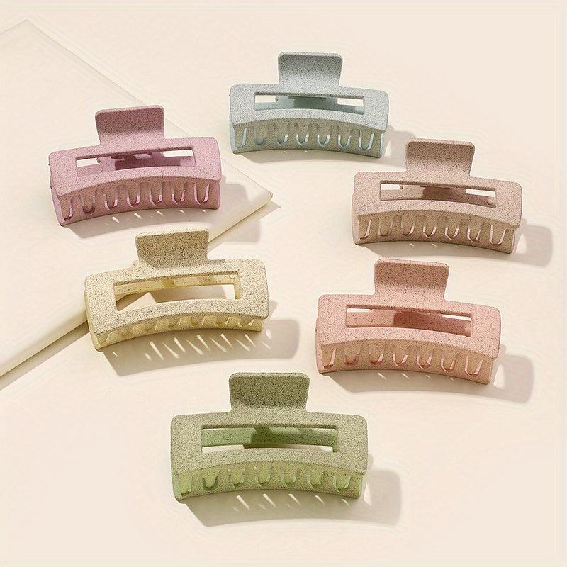 6pcs Frosted Hollow Rectangle Hair Claw Acrylic Shark Claw Hair Accessories