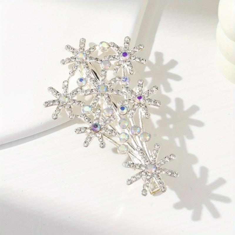 Rhinestone Flower Hair Clip Barrette Hair Slides Clip Non Slip Hair Decoration