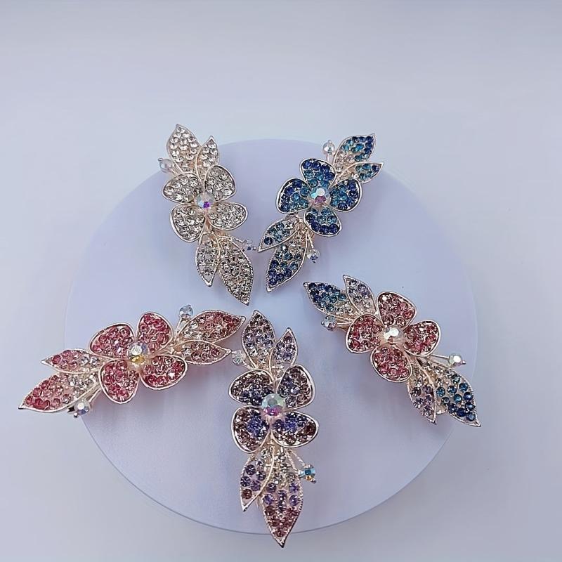Flower Rhinestone Hair Clip Wedding Headdress Hair Barrettes Spring Clip