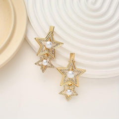 Star Shape Rhinestone Faux Pearl Hair Clip Duck Billed Clip Hair Accessories