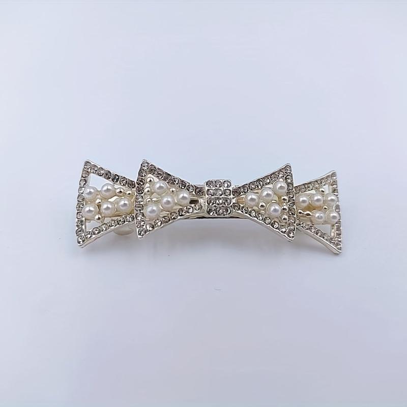 Faux Pearl Rhinestone Hair Clip Non Slip Hair Accessory