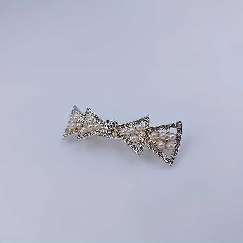 Faux Pearl Rhinestone Hair Clip Non Slip Hair Accessory