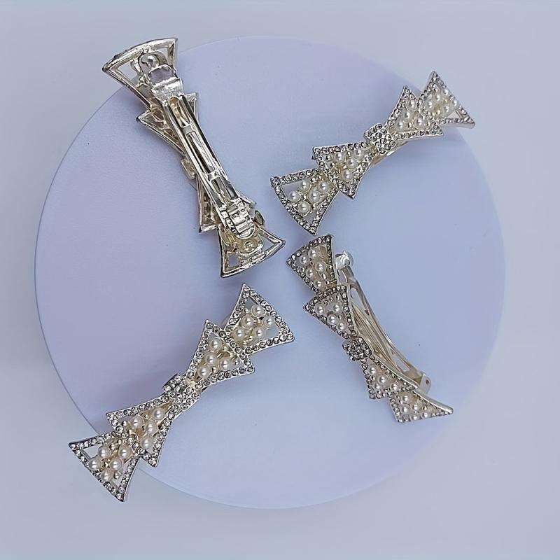 Faux Pearl Rhinestone Hair Clip Non Slip Hair Accessory